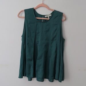 Eri + Ali Teal Blue Blouse Tank Crewneck Sleeveless Anthropologie Swing